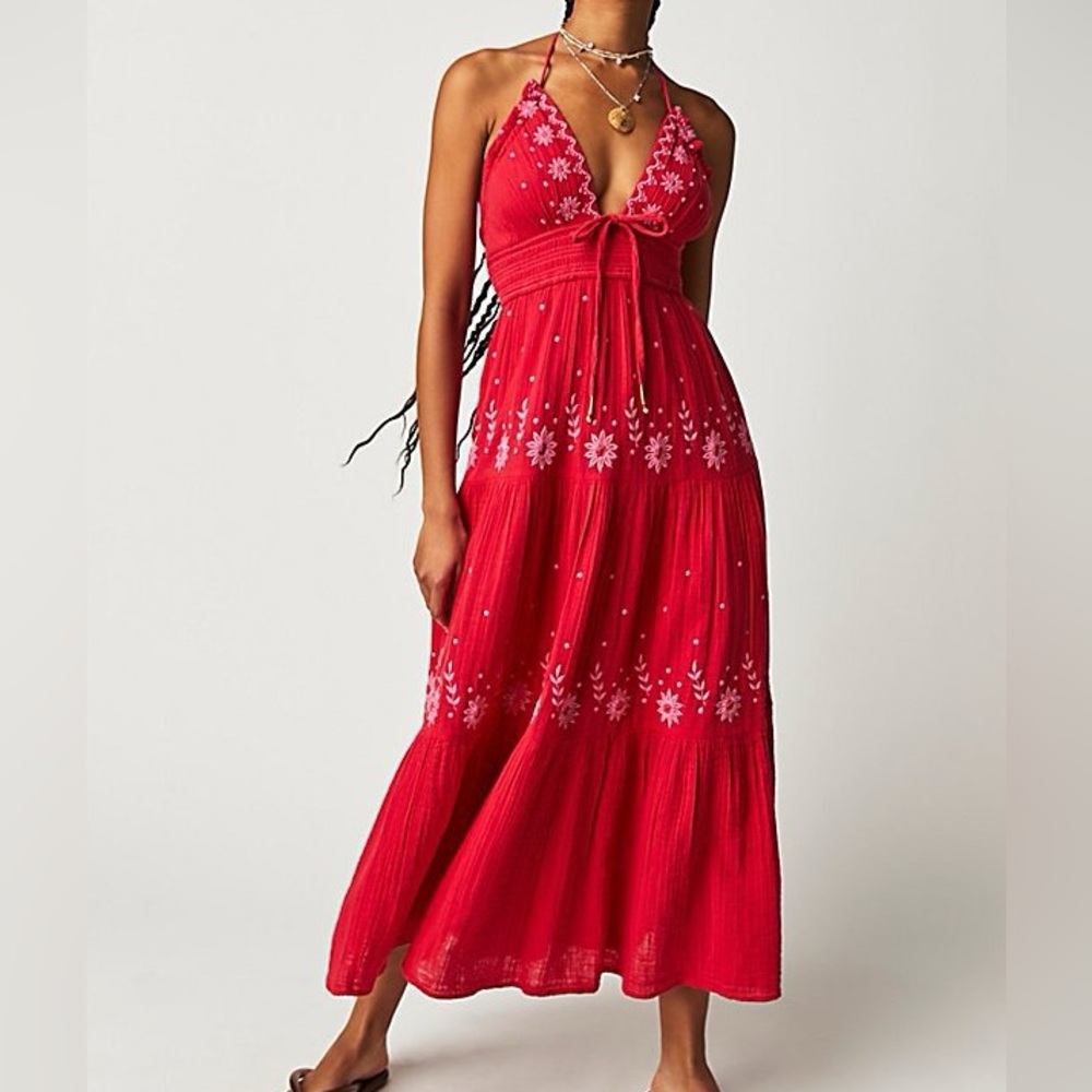NWT Free People Real Love Embroidered Dress, XS